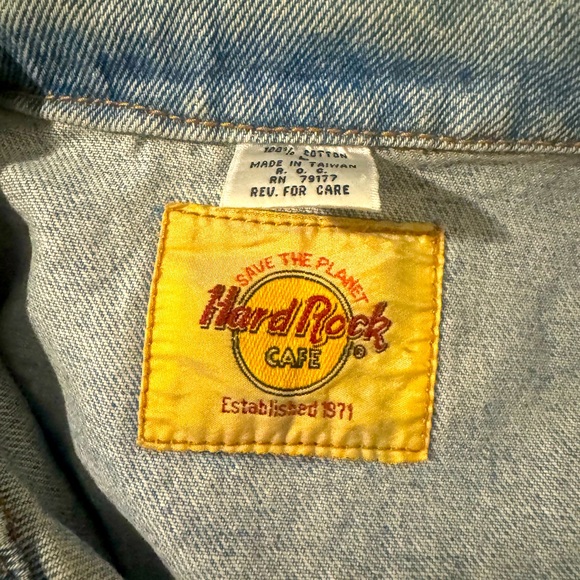 Vtg 90s Hard Rock Hotel San Juan Large “Save the Planet” Denim Trucker Jacket - Picture 5 of 7